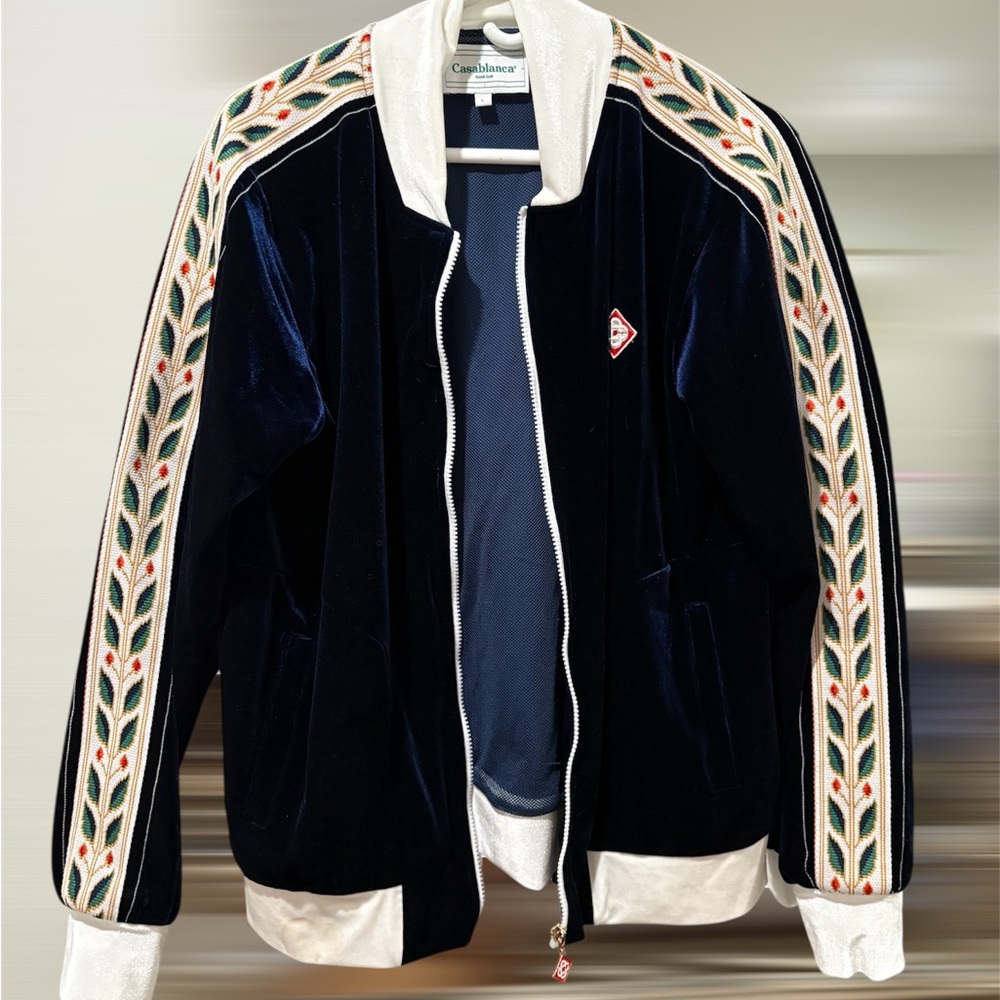 Casablanca Navy Velvet Bomber Jacket